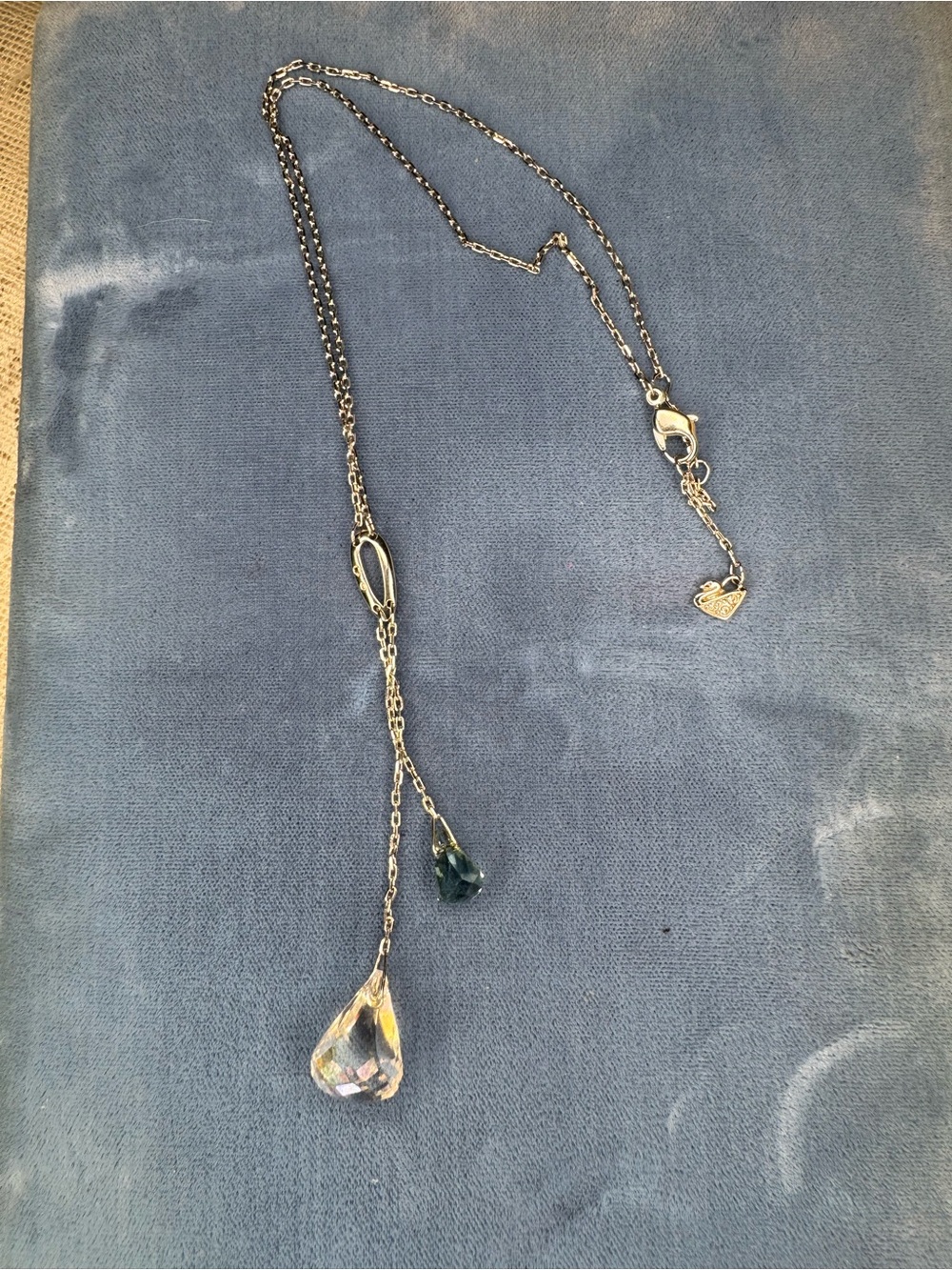 Swarovski Blue Crystal Teardrop Silver Women's Necklace Lunar Light Moonlight